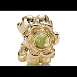 Pandora 14K solid Gold Peridot Flower  Charm